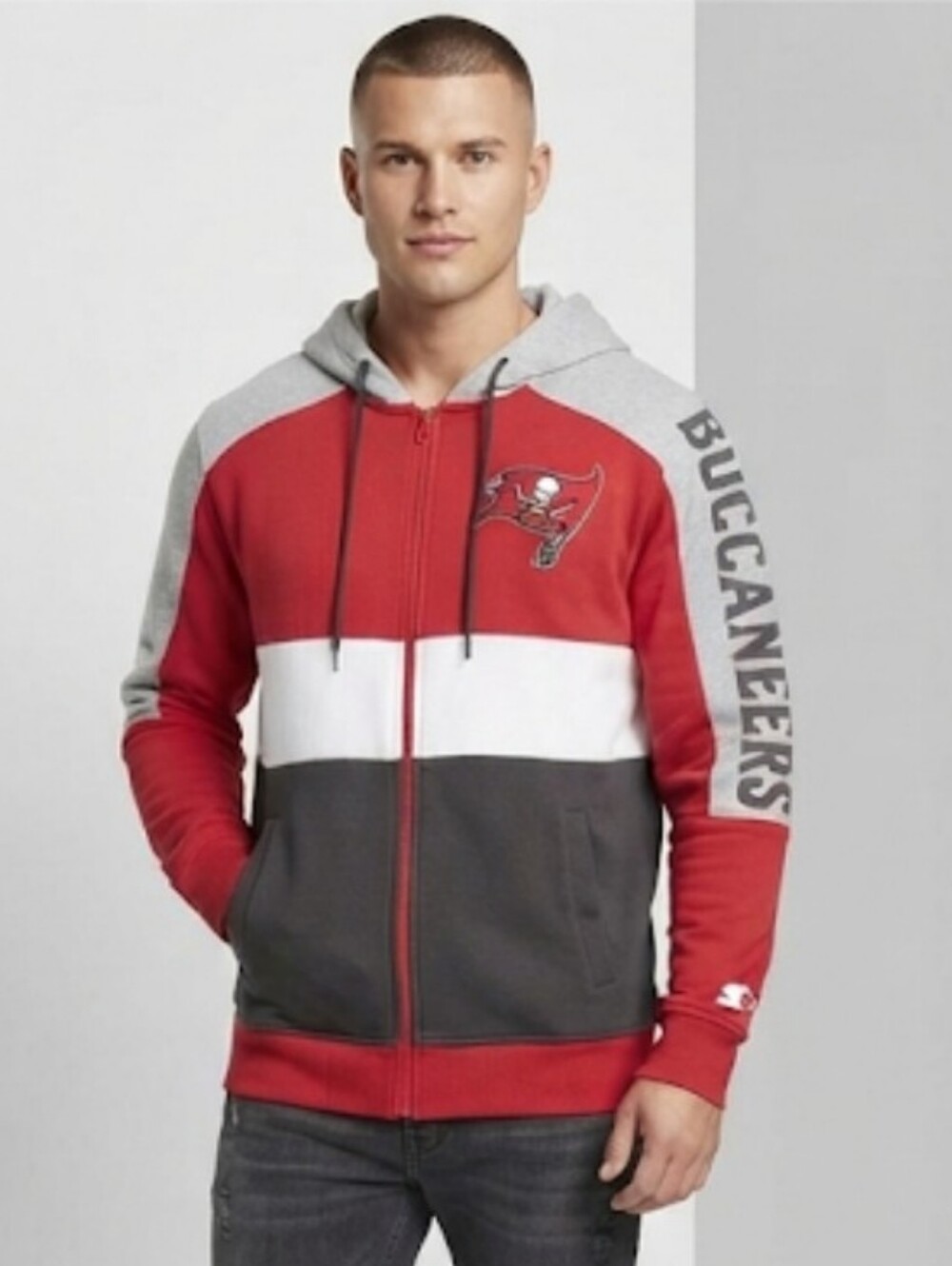 Starter Men'sTampa Bay Buccaneers Playoffs Color Block Full-Zip Hoodie